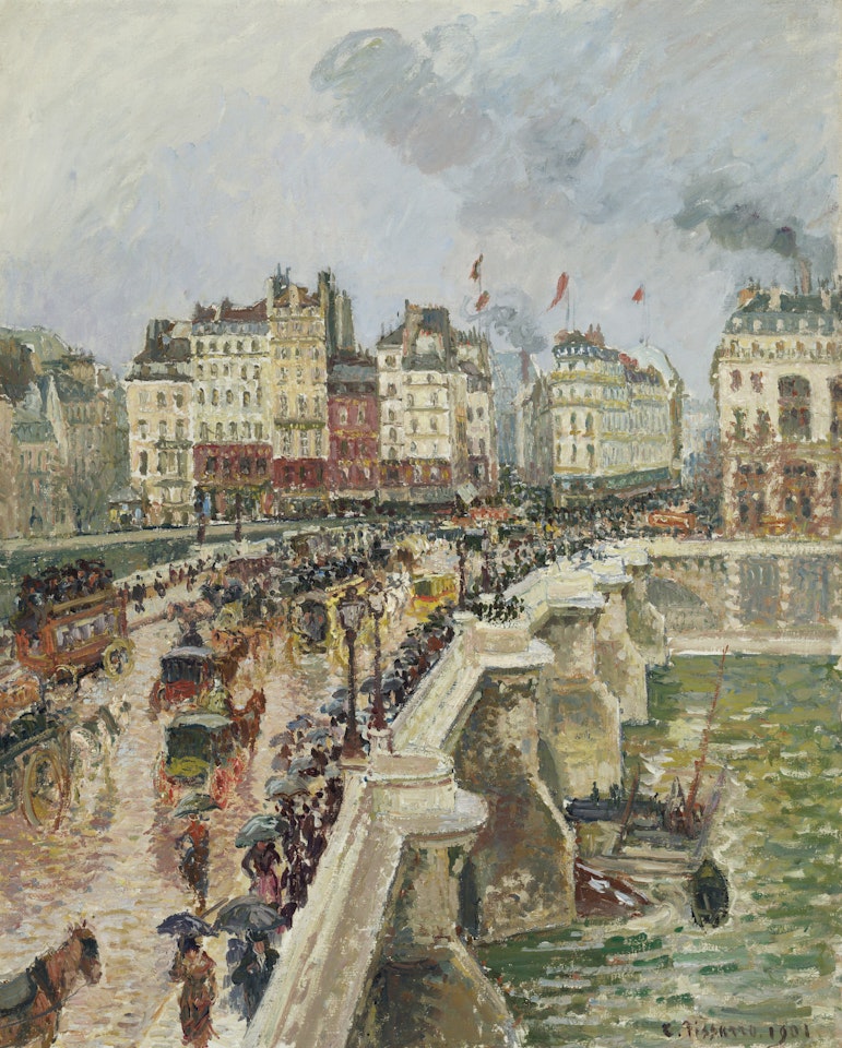 Le Pont-Neuf, après-midi de pluie, 1re série by Camille Pissarro