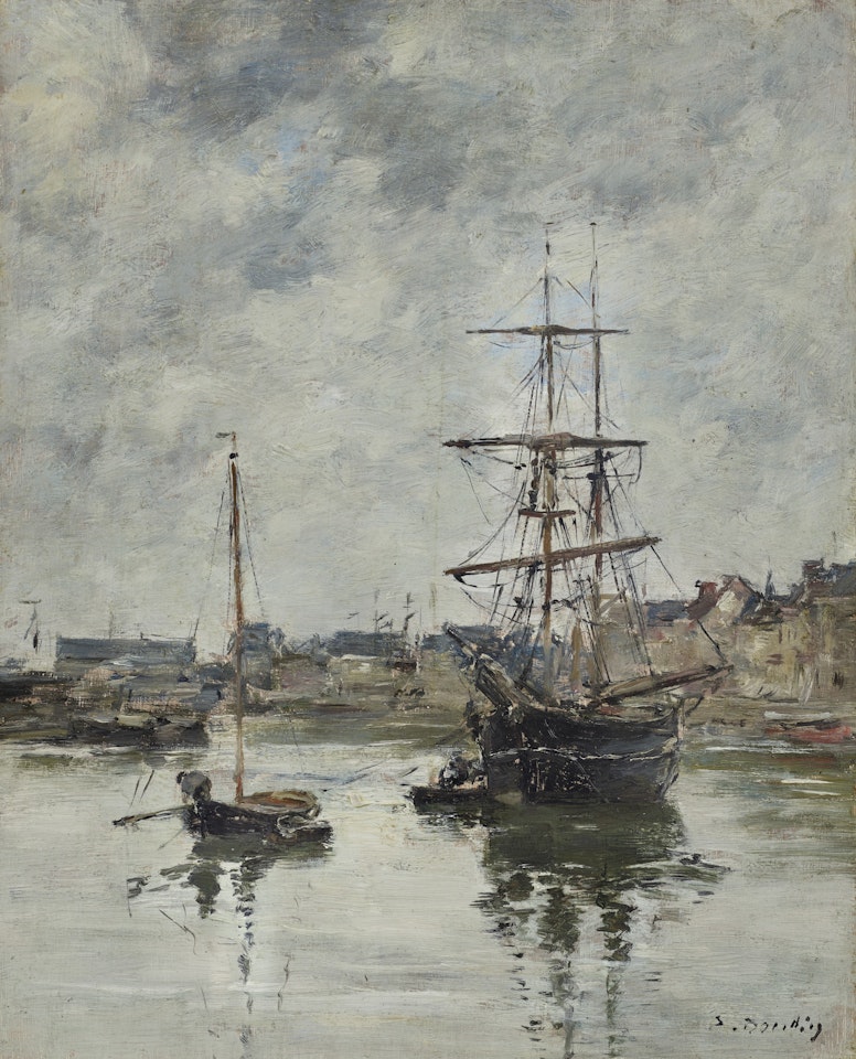 Trouville, le port marée haute by Eugène Boudin