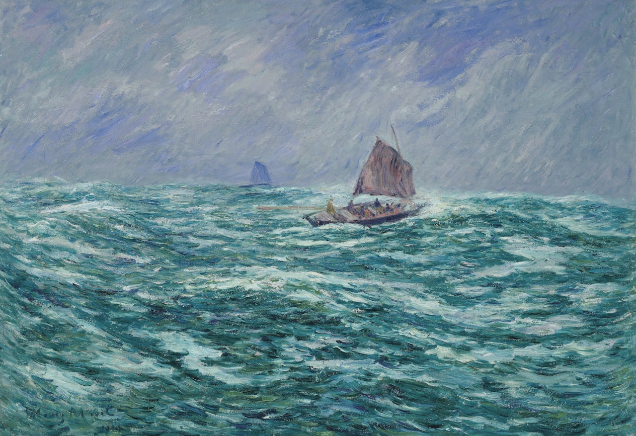 Barque de pêche, gros temps by Henry Moret