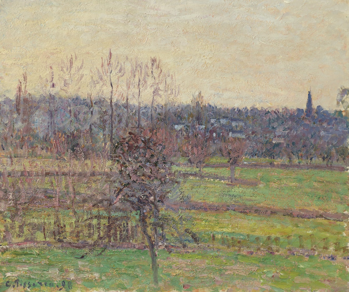 Vue de Bazincourt en hiver by Camille Pissarro
