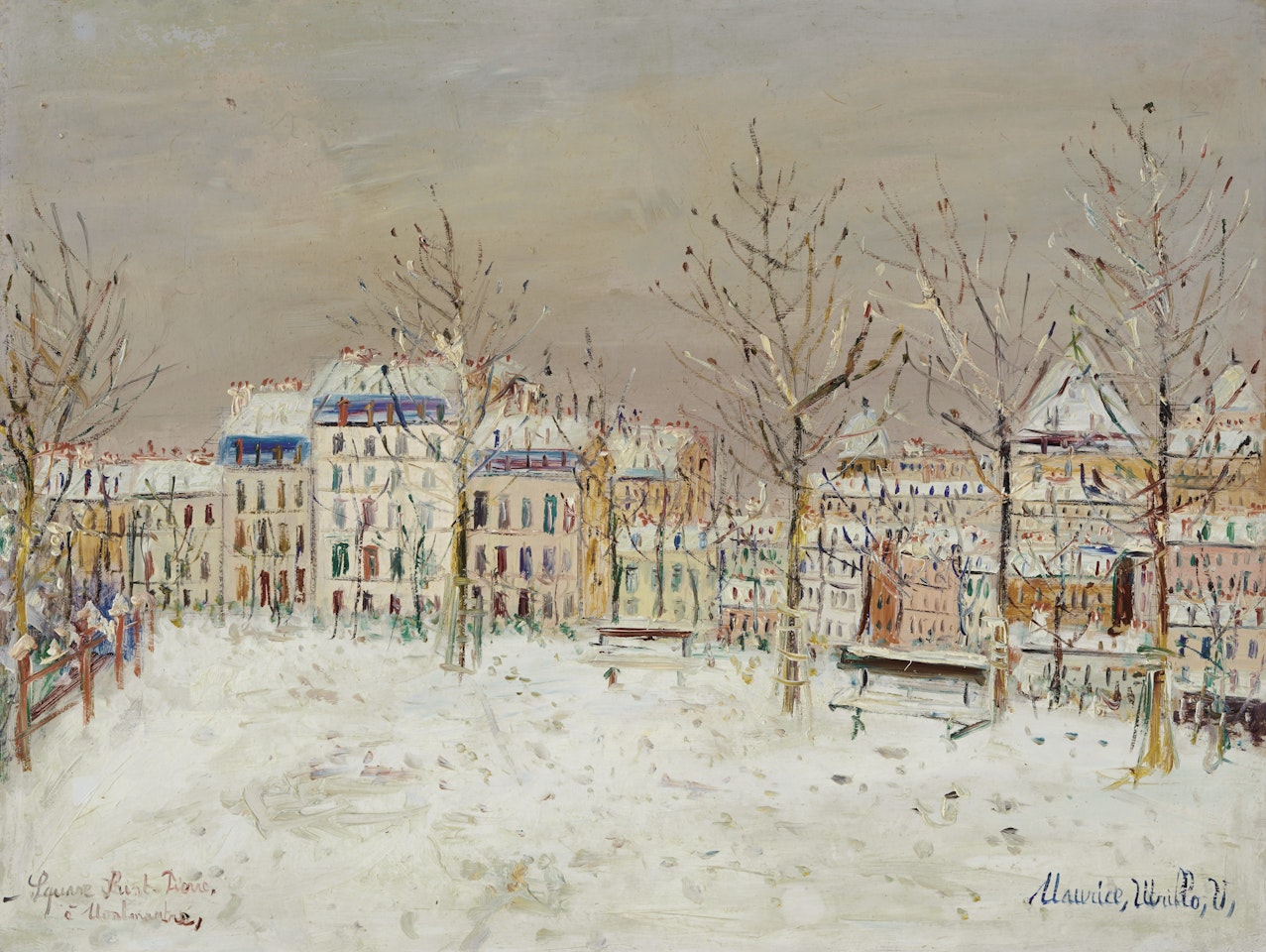 Square Saint-Pierre sous la neige, Montmartre by Maurice Utrillo