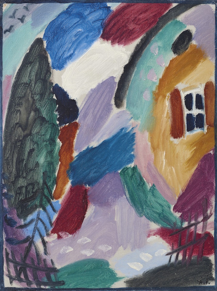 Variation mit Fenster in Braunem Haus und Zypresse by Alexej von Jawlensky
