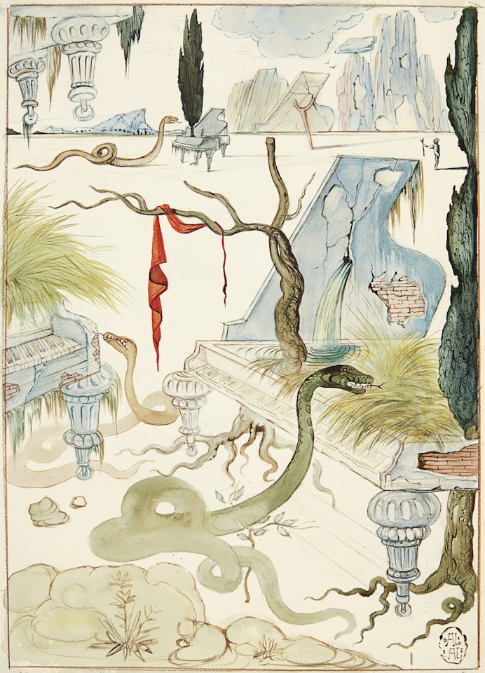 Sans titre, Le piano Steinweg et le boa by Salvador Dali