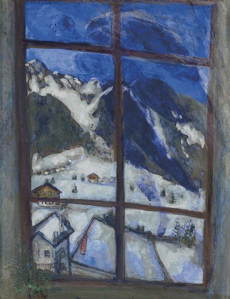 Effet de nuit ou Nuit d'Hiver ou L'Ange sur le village by Marc Chagall