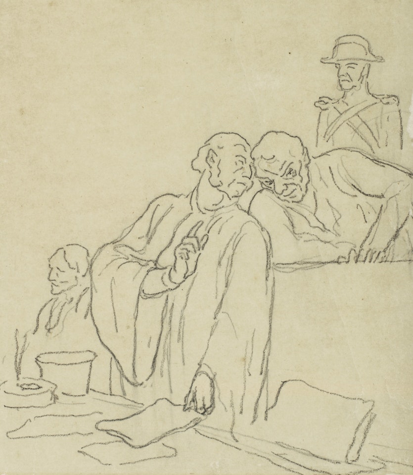 Une cause criminelle (Scène de tribunal—Un bon conseil) by Honoré Daumier