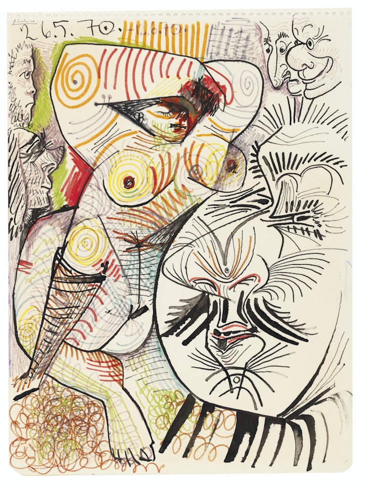Nu et têtes d'hommes by Pablo Picasso