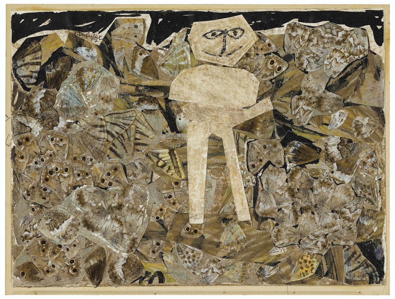 Personnage dans un paysage couleur de taupe ou de souris by Jean Dubuffet