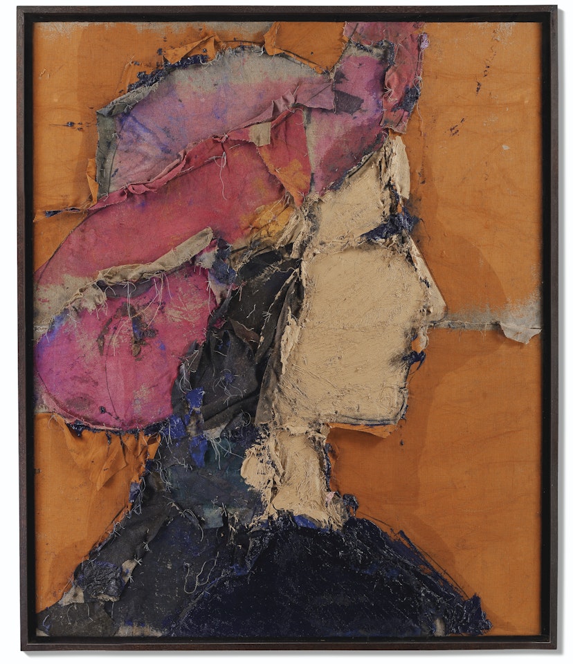 Perfil con sombrero carmín by Manolo Valdés