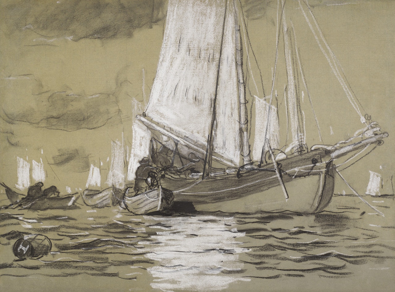 Boats Alongside a Schooner (Fishing Pinky) by Winslow Homer
