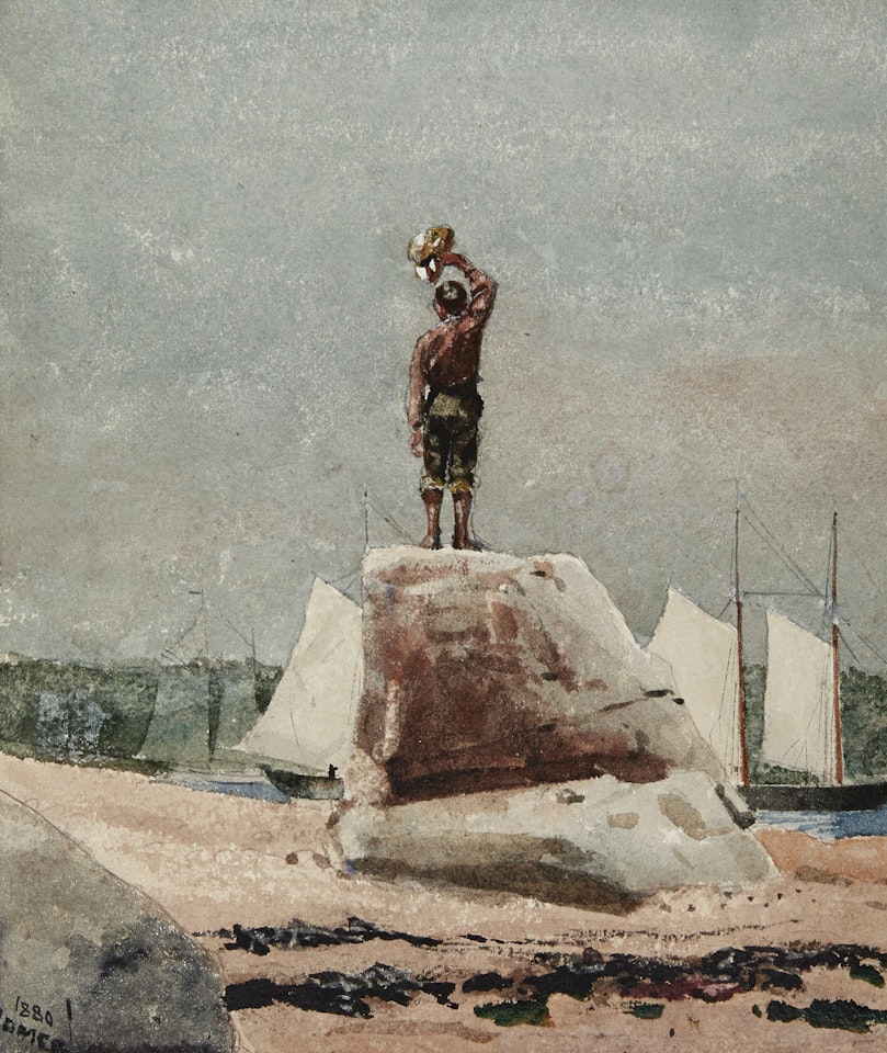 Boy Hailing Schooners by Winslow Homer