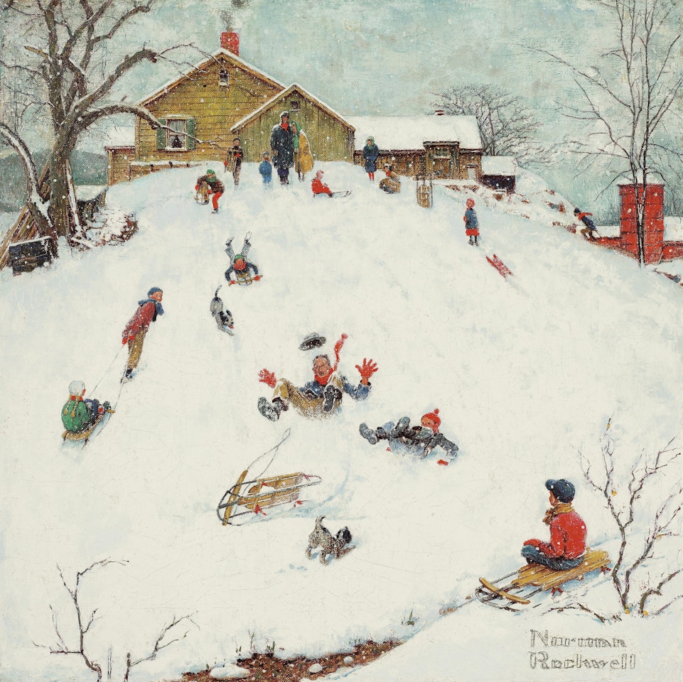 Landscapes: Sledding by Norman Rockwell