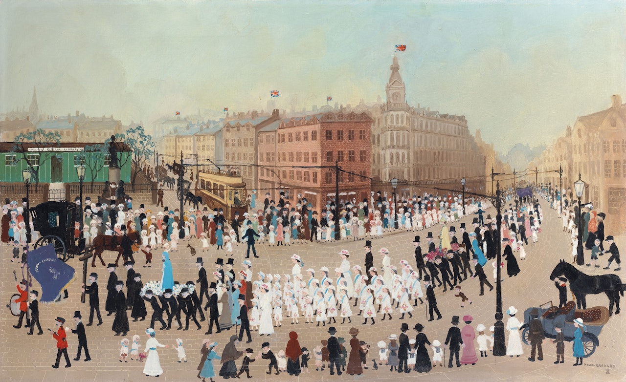 The Whitsuntide Procession in Manchester by Helen Bradley