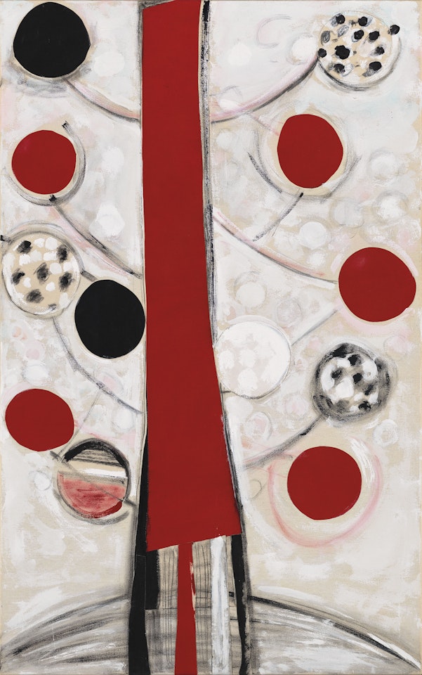 Red cherry and black olive tree by Terry Frost