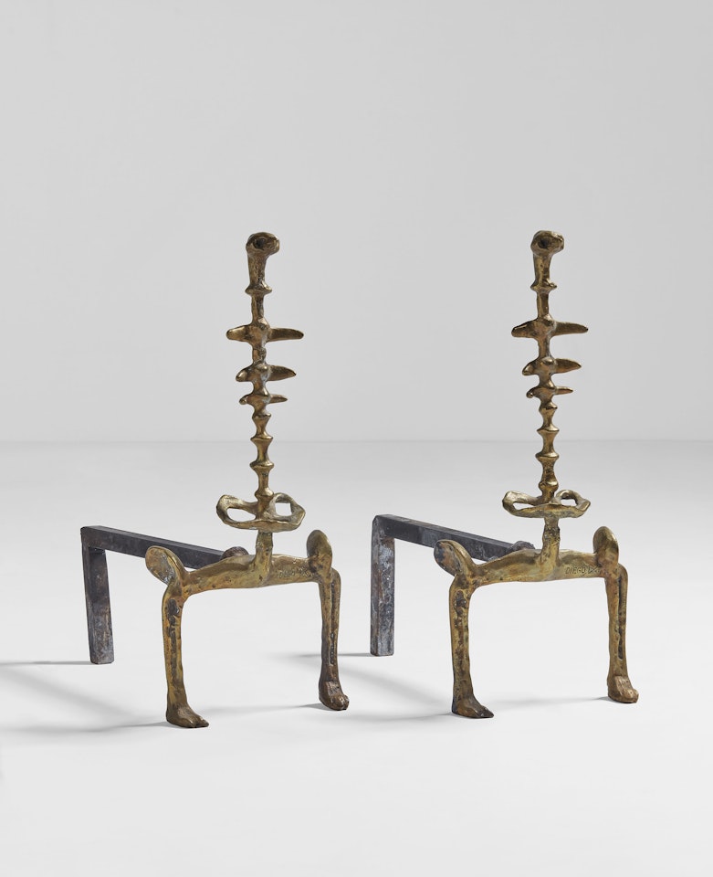 PAIRE DE CHENETS 'CARCASSE', VERS 1975-1976 by Diego Giacometti