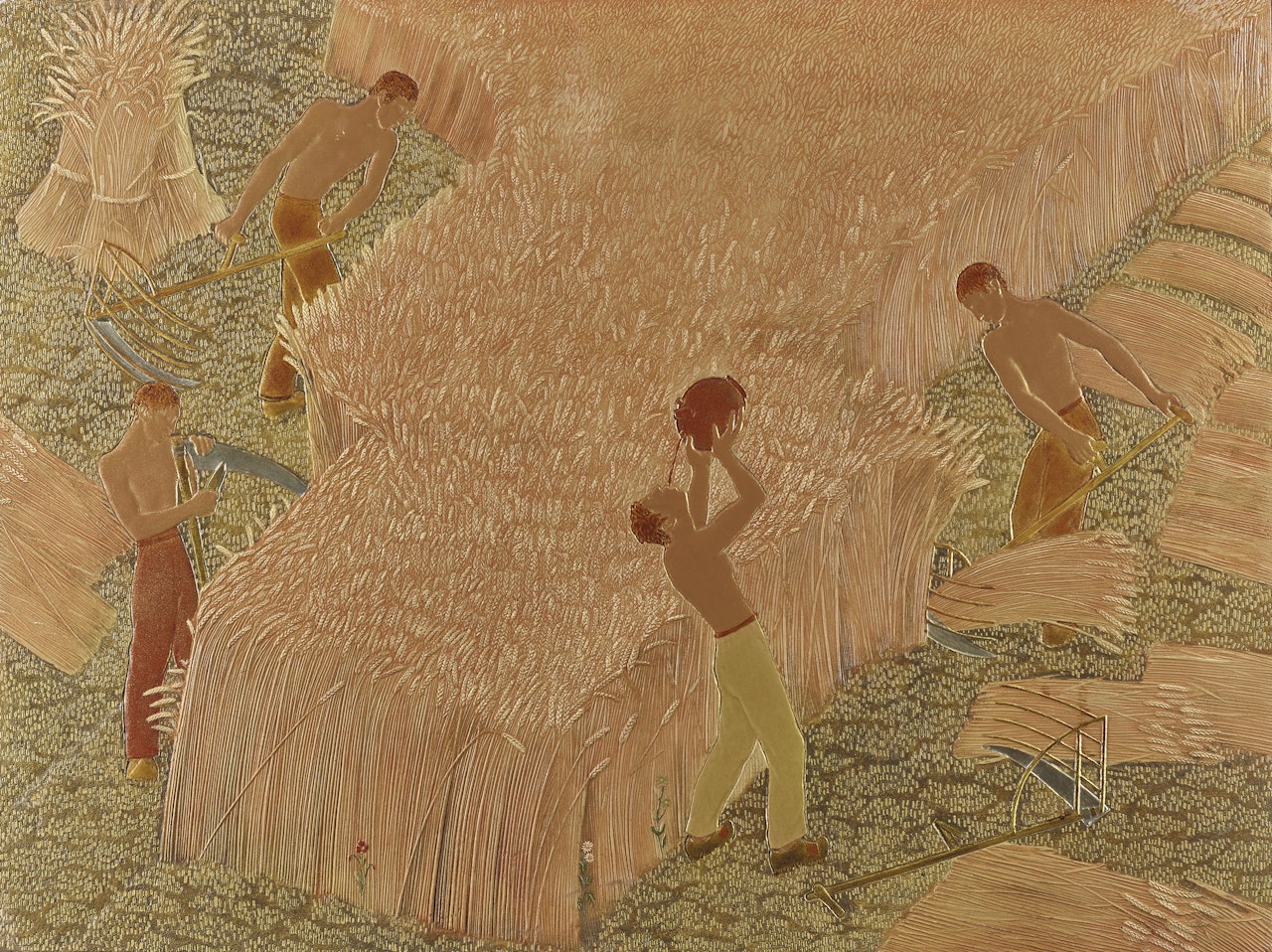 PANNEAU 'MOISSON', VERS 1937 by Jean Dunand