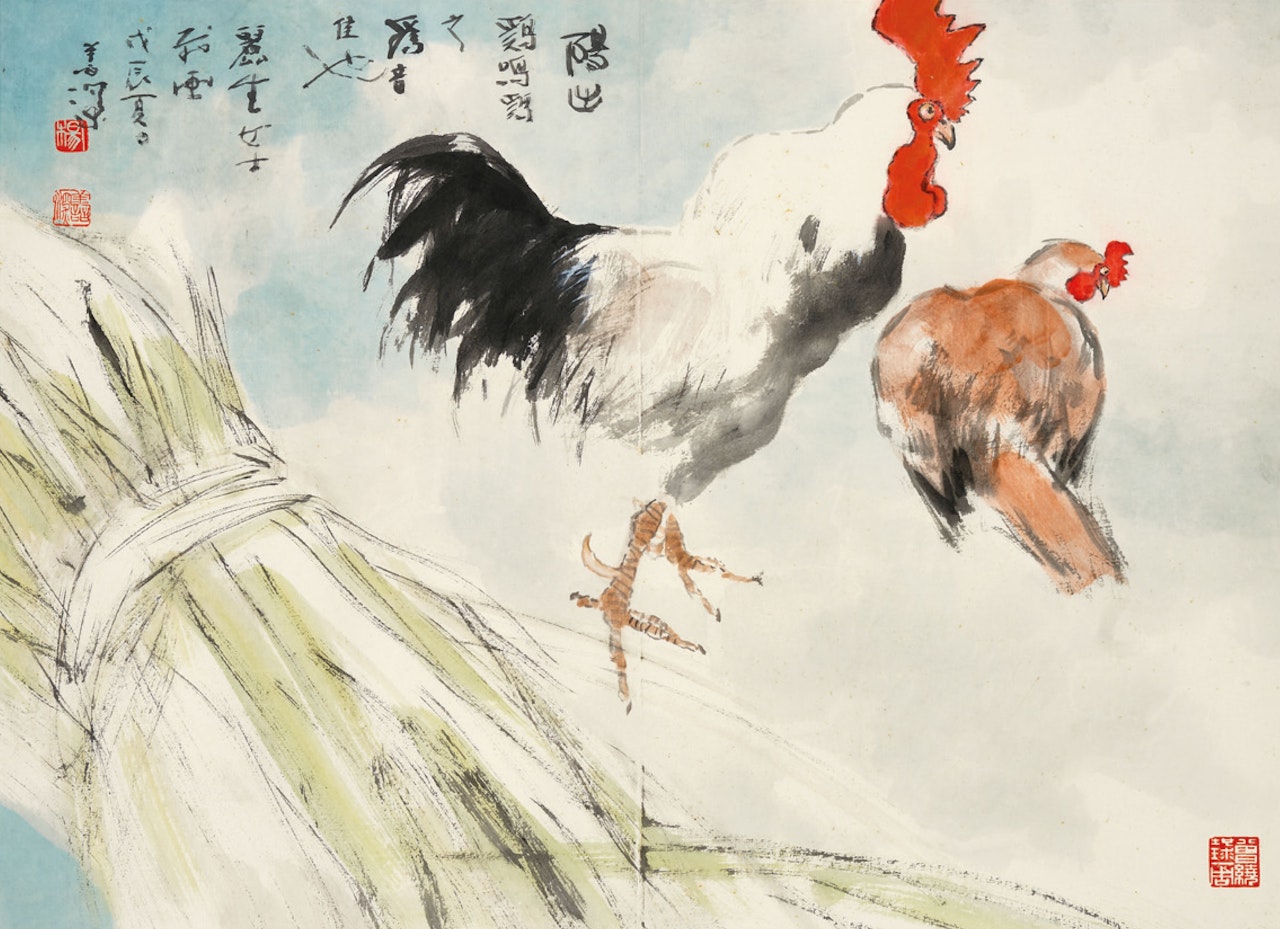Rooster and Hen by Yang Shanshen