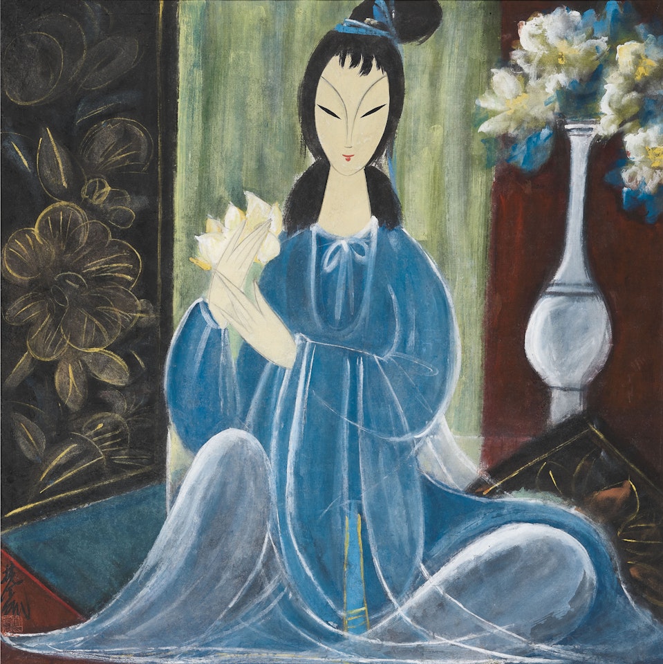 Lady Holding a Waterlily by Lin Fengmian