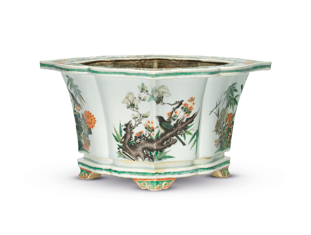 A FAMILLE VERTE QUATREFOIL JARDINIERE by Anonymous