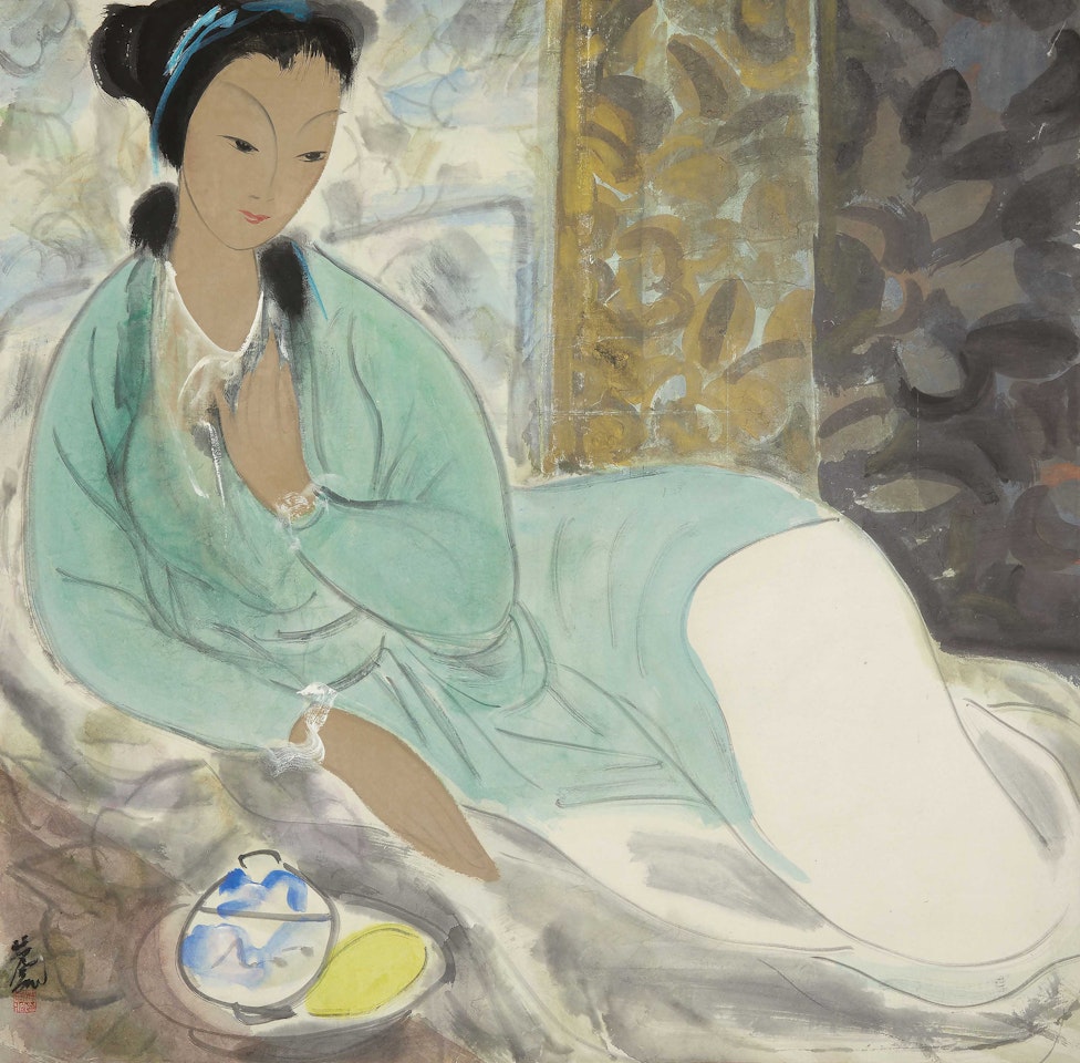 Lady in Green by Lin Fengmian