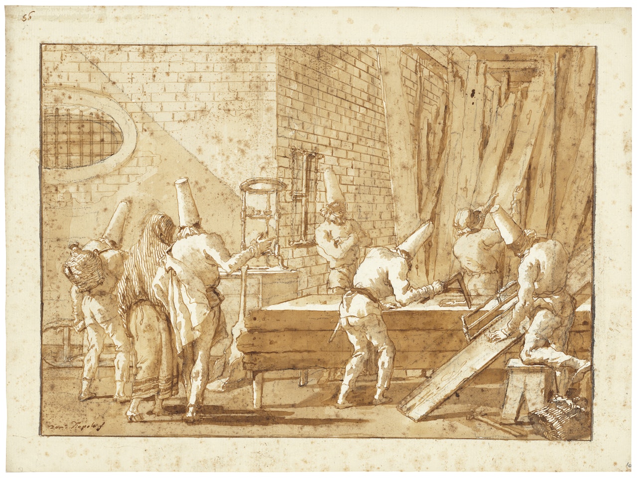 Punchinellos at a carpenter’s workshop by Giovanni Domenico Tiepolo