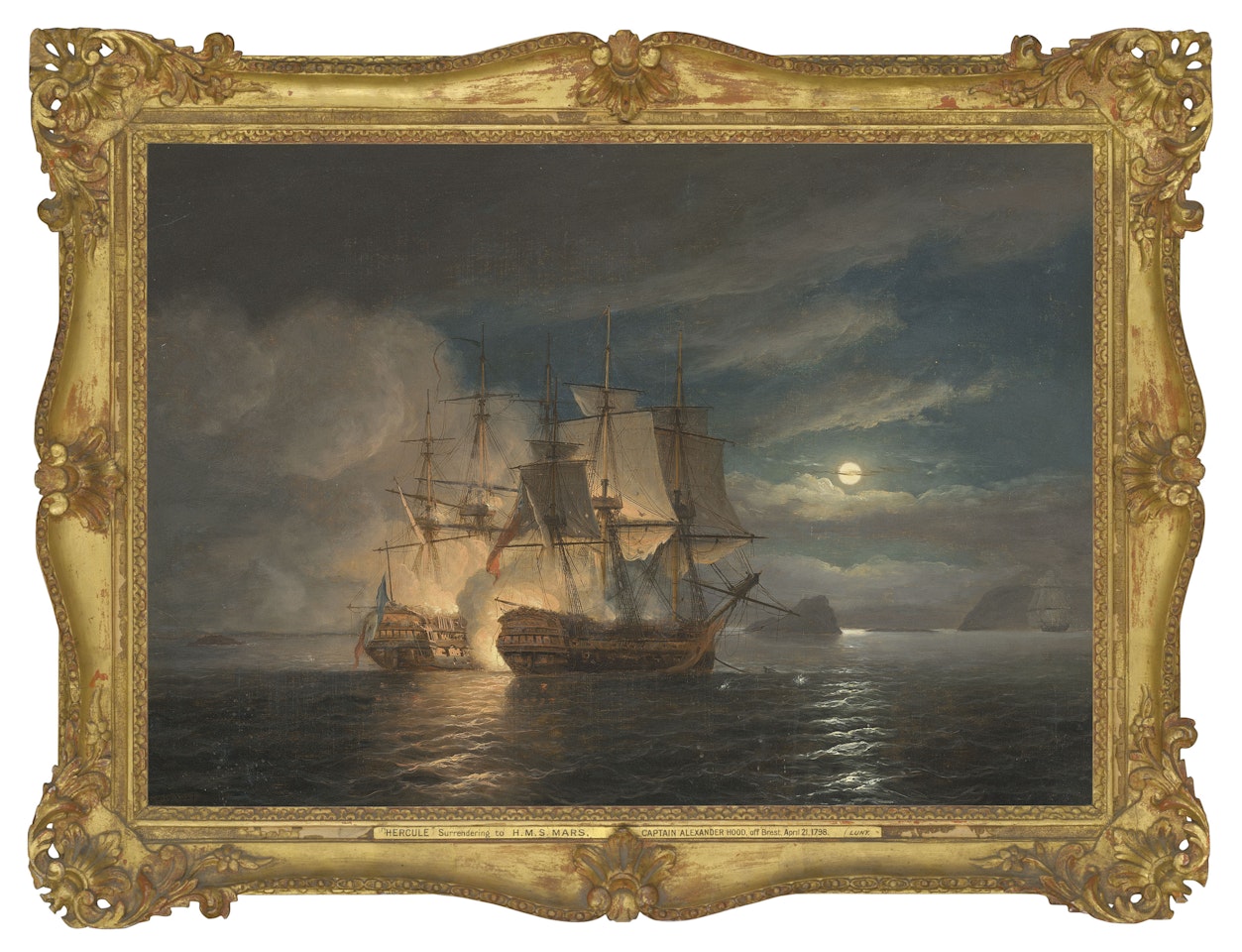 The French '74 Hercule surrendering to H.M.S. Mars off Brest, 21st. April 1798 by Thomas Luny