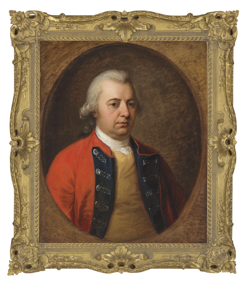 Portrait of James Masterton (1715-1777), bust-length, in a red and blue military jacket by Angelica Kauffmann