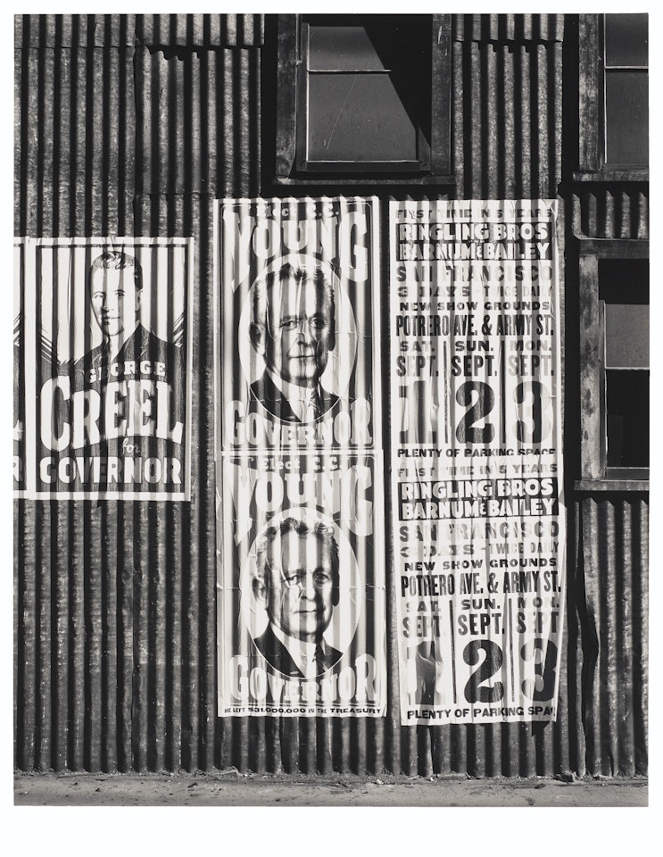 Political Sign and Circus Posters, San Francisco, California, c. 1931 by Ansel Adams