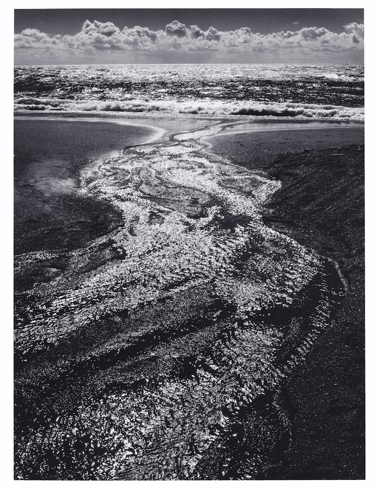 Stream, Sea, Clouds, Rodeo Lagoon, California, 1962 by Ansel Adams