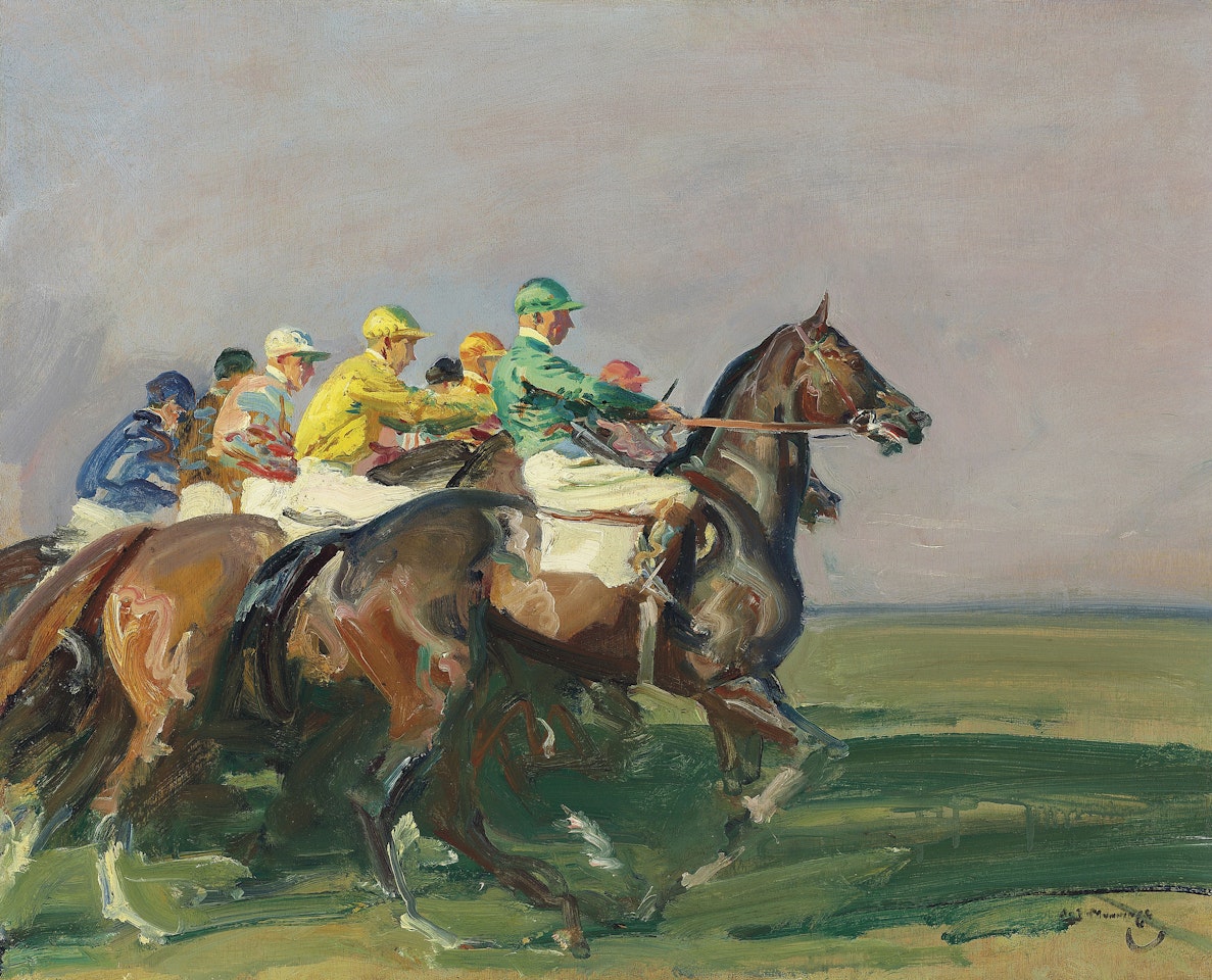 A Start at Newmarket by Alfred James Munnings