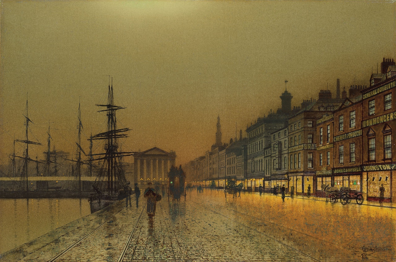 Greenock Harbour at night by John Atkinson Grimshaw