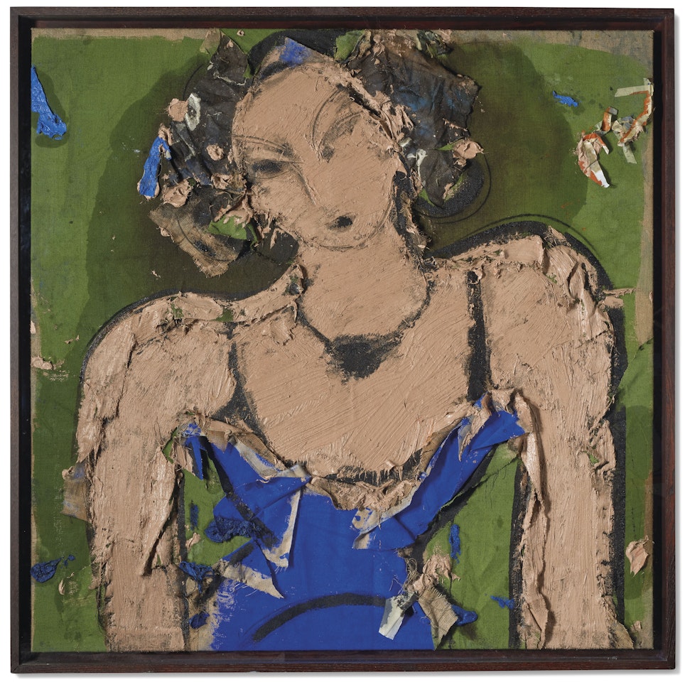 Claudette sobre fondo verde by Manolo Valdés