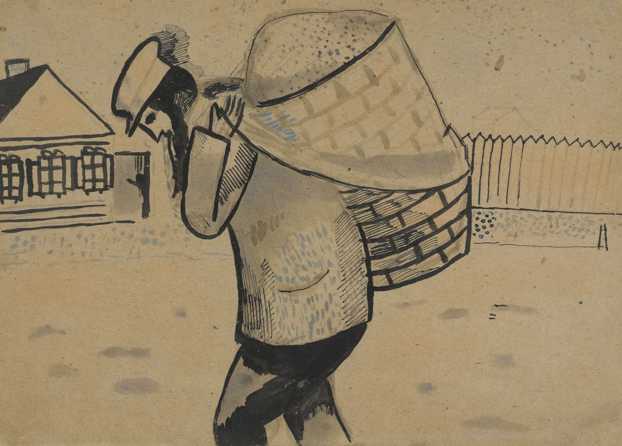 Paysan chargé d'un fardeau by Marc Chagall