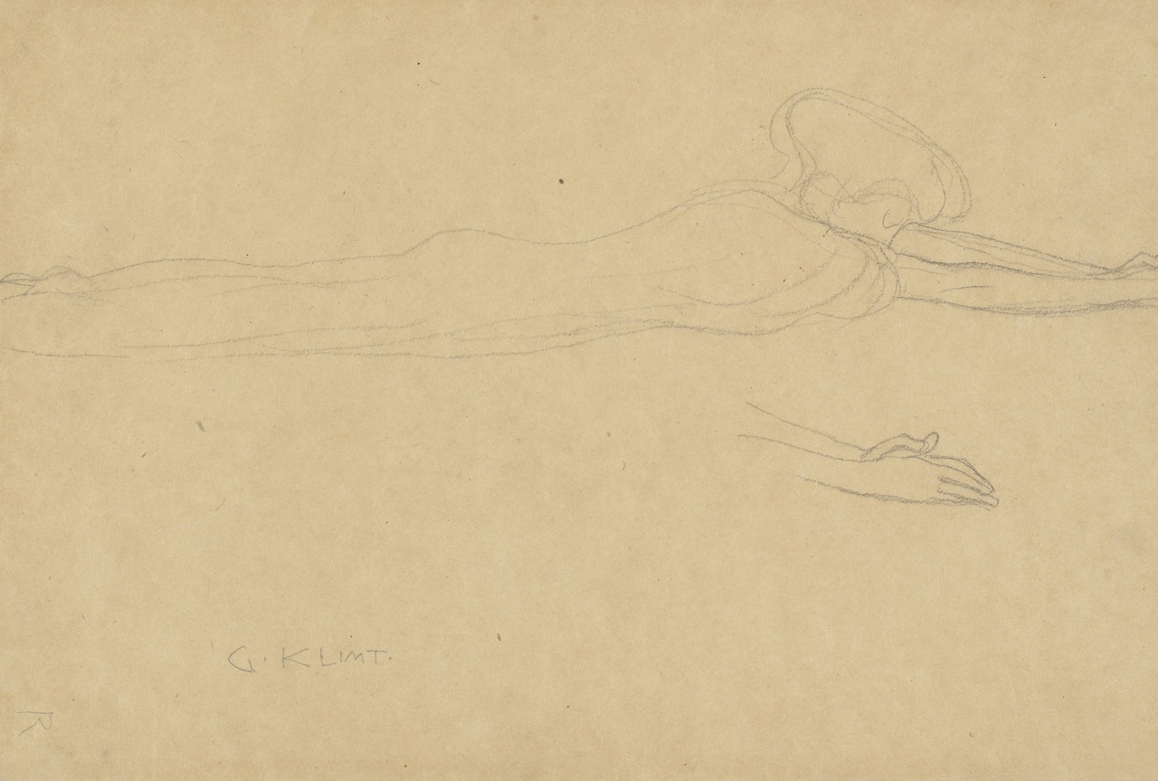 Schwebende nach rechts, Wiederholung der Hände by Gustav Klimt