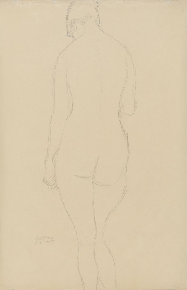 Stehender Rückenakt etwas nach links by Gustav Klimt