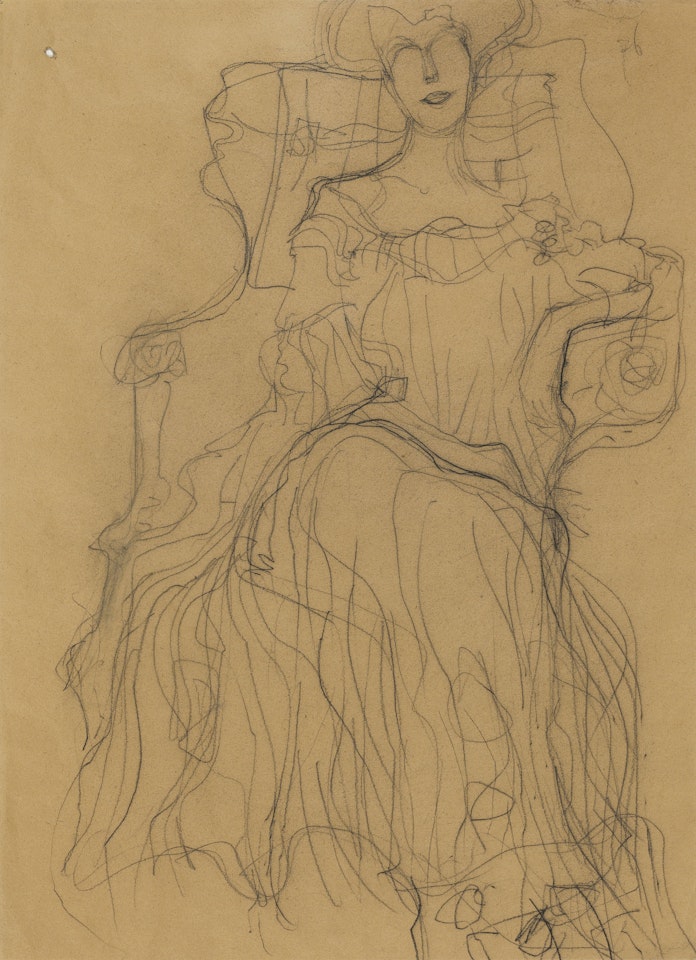 Sitzend von vorne by Gustav Klimt