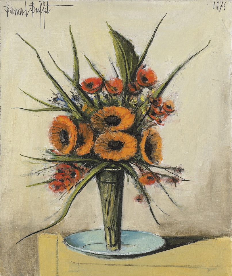 Soucis et fleurs rouges by Bernard Buffet