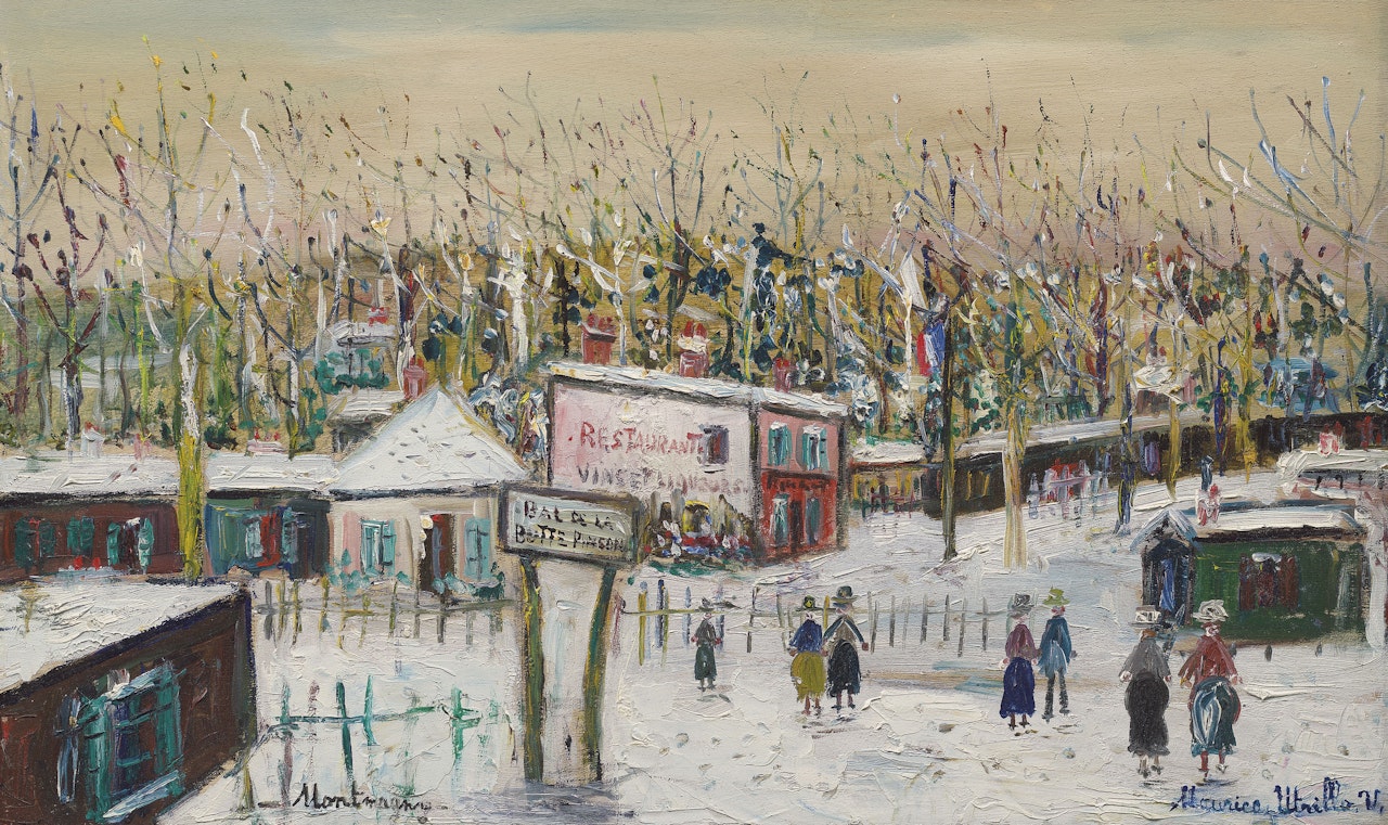 Rue de la Butte Pinson sous la neige, Montmagny (Val-d'Oise) by Maurice Utrillo