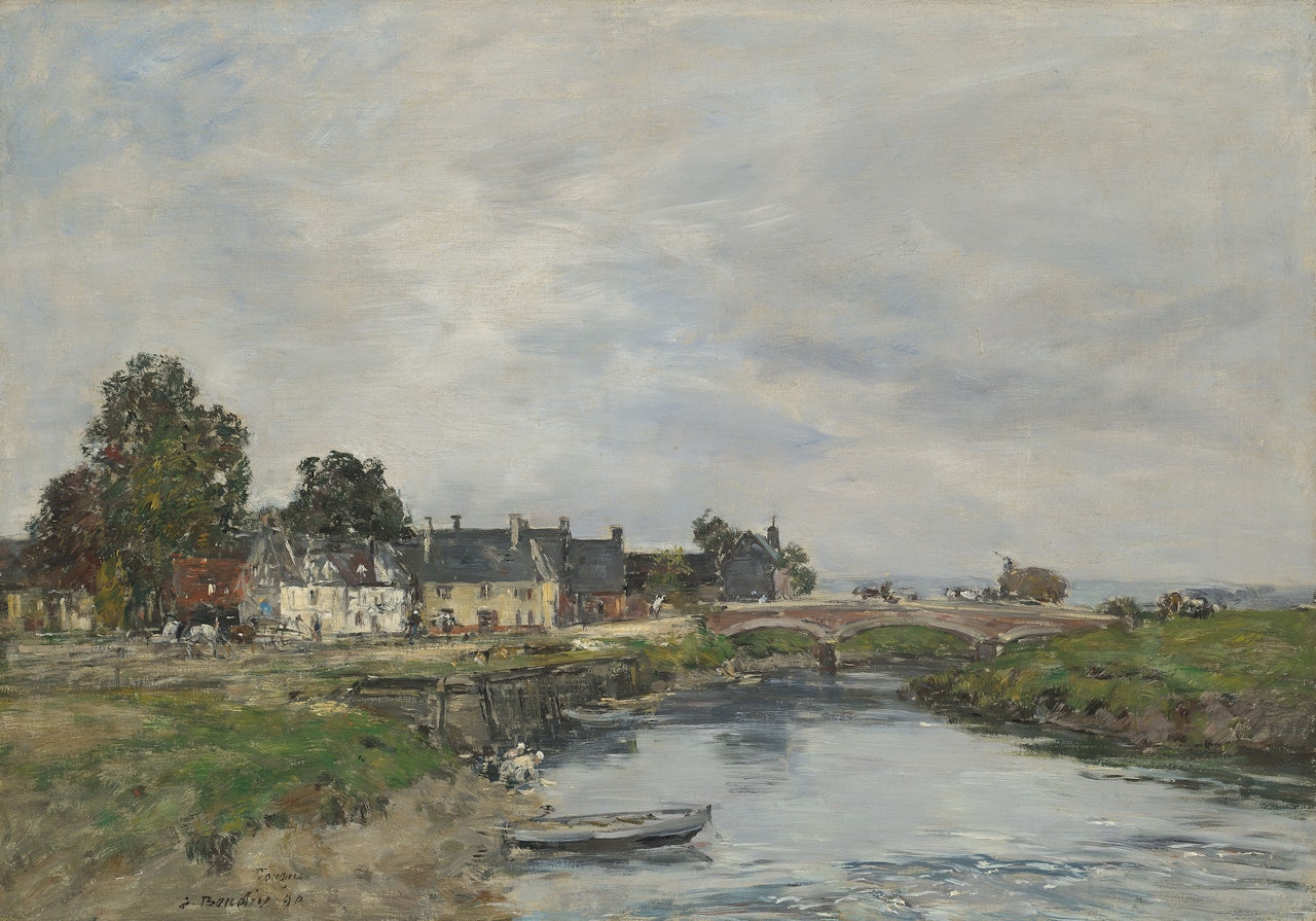Touques, le vieux port à marée basse by Eugène Boudin