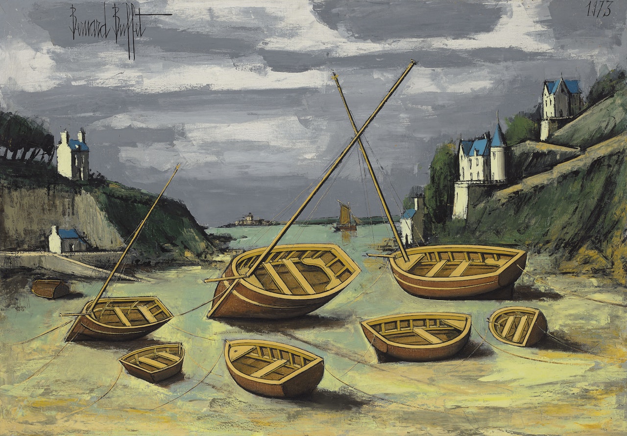 Le Val André, bateaux à marée basse by Bernard Buffet