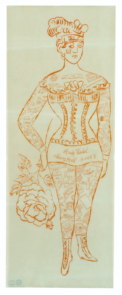 Tattooed Woman holding Rose by Andy Warhol