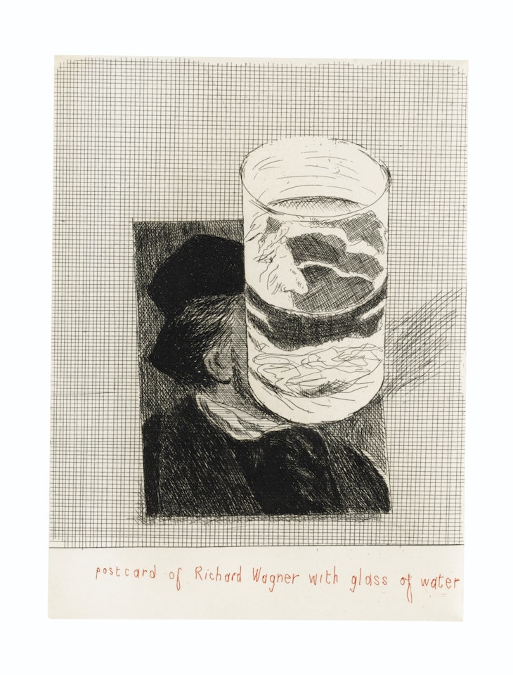 Postcard of Richard Wagner with a Glass of Water by David Hockney