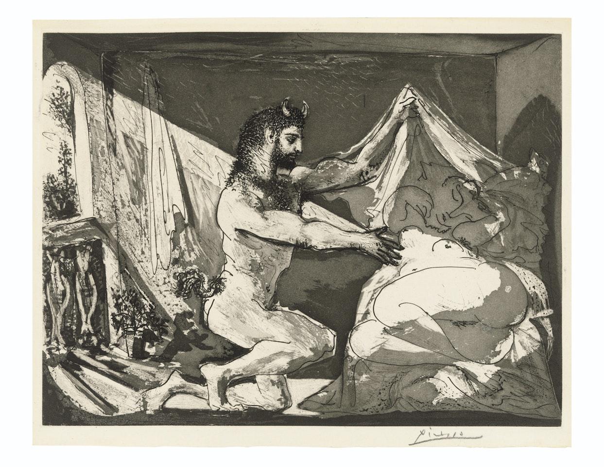 Faune devoilant une femme, from: La Suite Vollard by Pablo Picasso