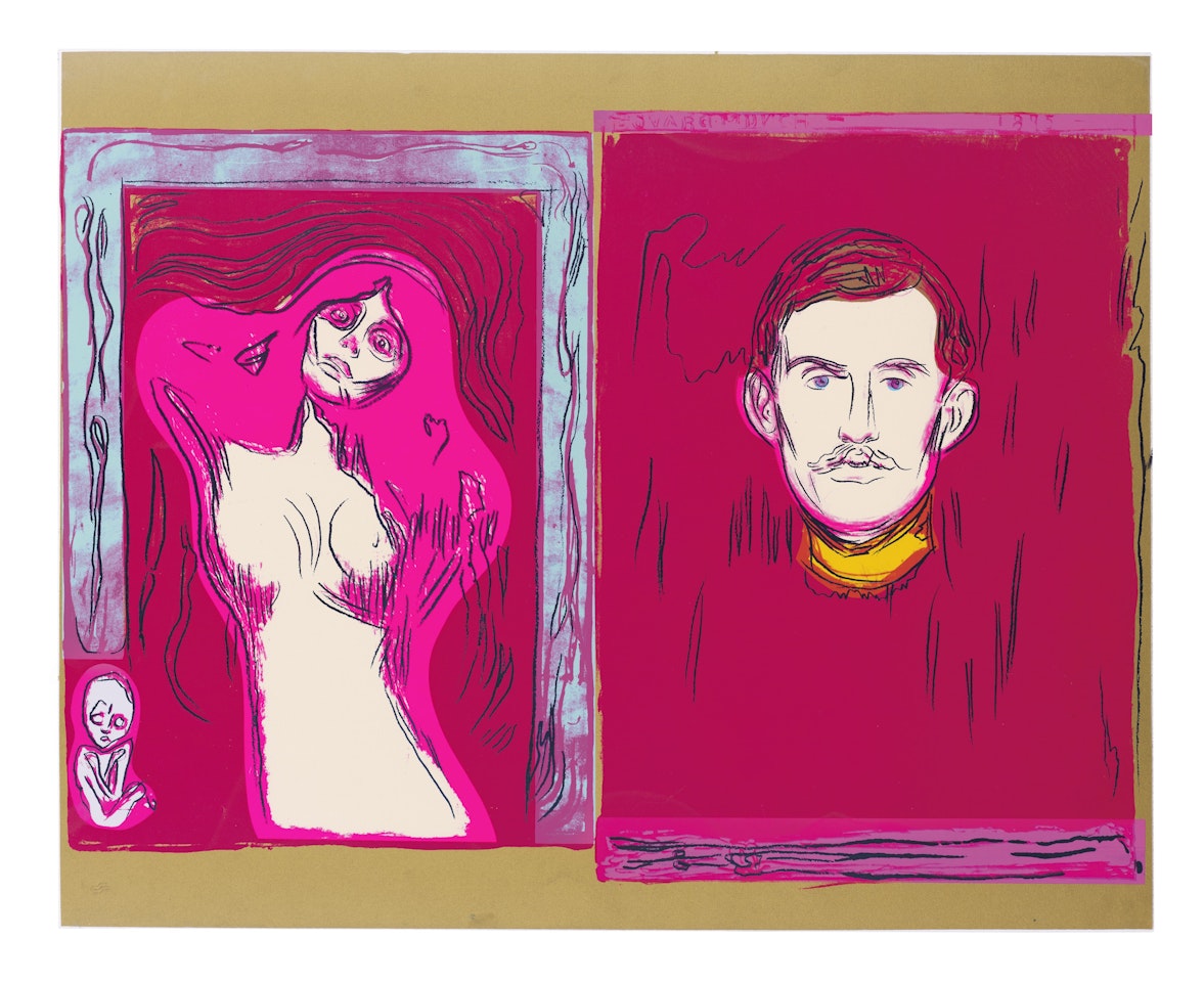 Madonna &, Self-Portrait with Skeleton's Arm (after Munch) by Andy Warhol