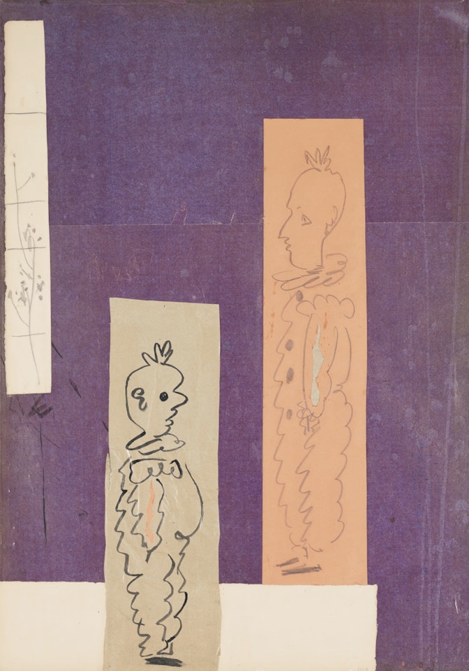 TROIS DESSINS COLLÉS AU DOS D'UNE AFFICHE by Pablo Picasso