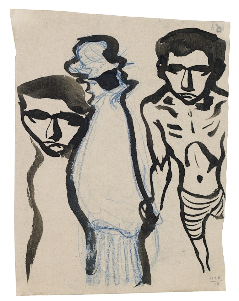 PERSONNAGES ET UNE FEMME - RECTO; HOMME À LA BARBICHE - VERSO by Pablo Picasso