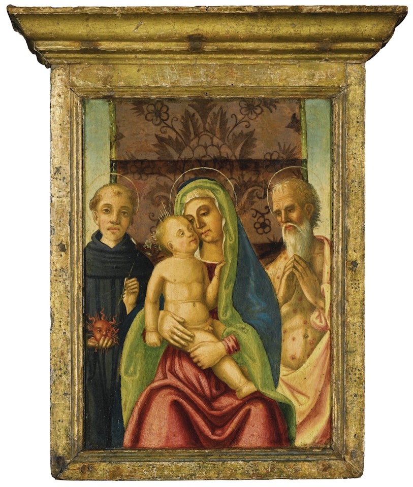 MADONNA AND CHILD WITH SAINTS DOMINIC AND JOB by Venetian School