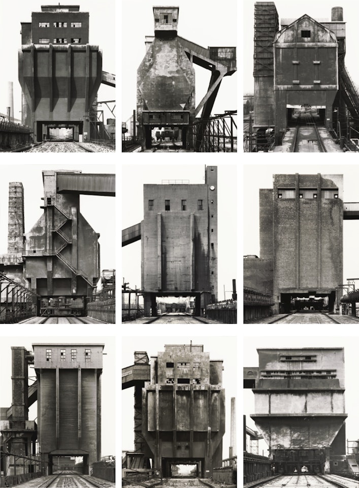 'COAL BUNKERS, FRONTAL VIEWS', 1986-1993 by Bernd & Hilla Becher
