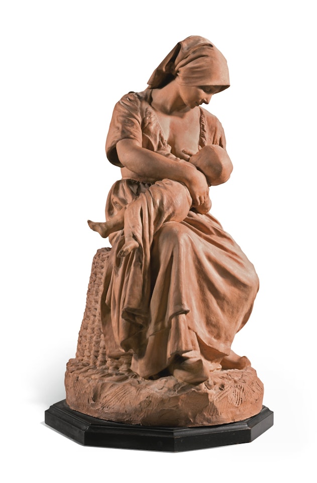 PAYSANNE FRANÇAISE ALLAITANT SON ENFANT (FRENCH MOTHER FEEDING HER CHILD) by Aime Jules Dalou