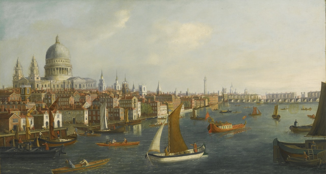 LONDON, A VIEW OF SAINT PAUL'S CATHEDRAL FROM THE THAMES by English School