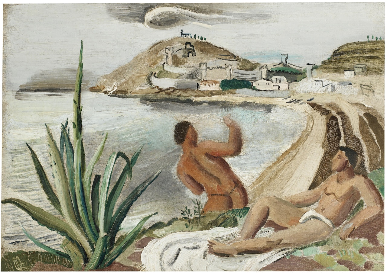 BOYS AND COASTAL SCENE by Christopher Wood